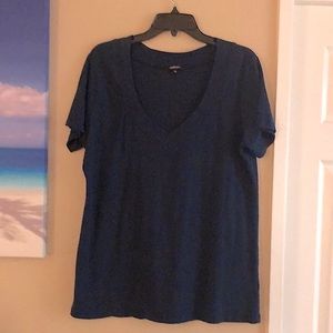 NAVY BLUE VNECK COTTON TEE SHIRT